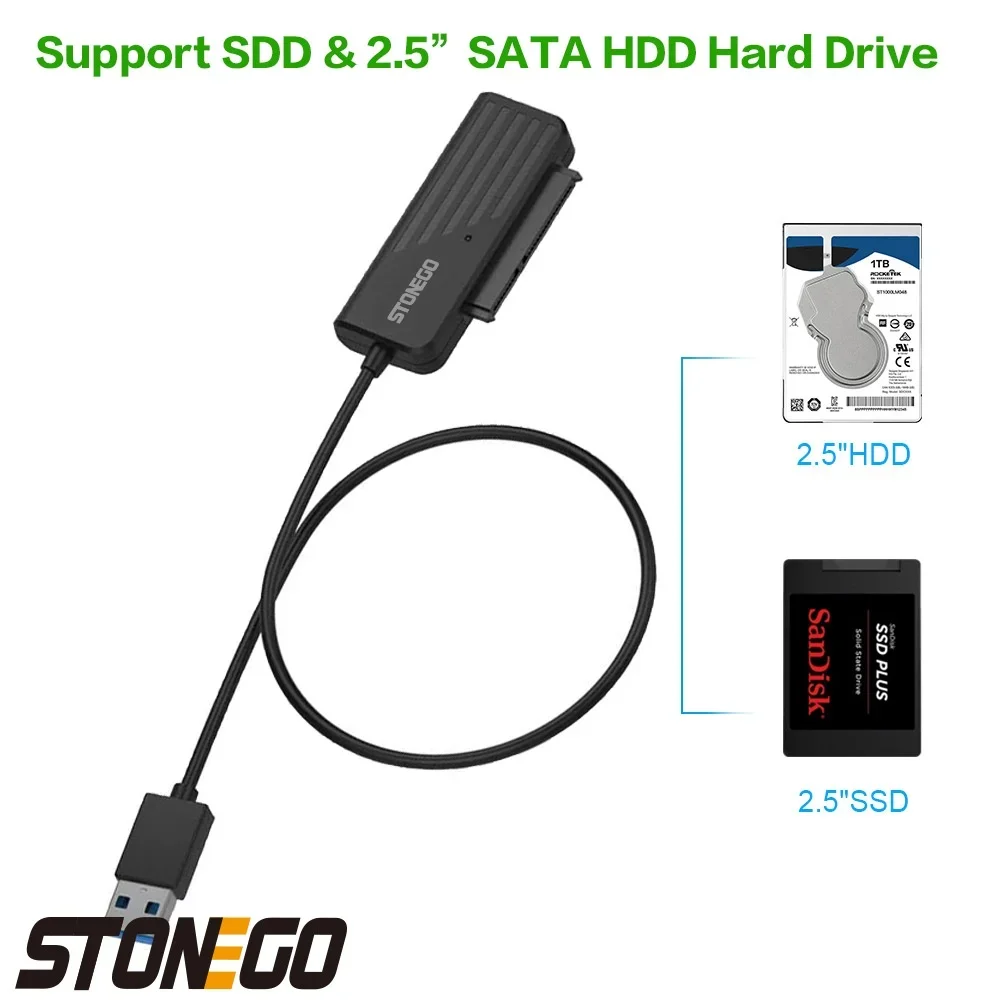 Cabo conversor de disco rígido USB 30 tipo C para SATA Adaptador UASP Windows Linux Mac Android compatível