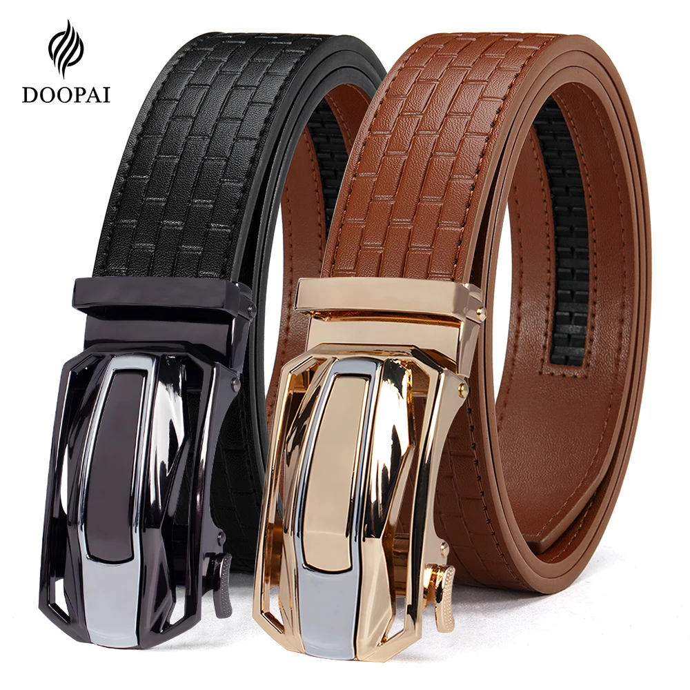 

New Mens Belt Automatic Genuine Leather Luxury Belt of Men Male Metal Automatic Buckle Designer High Quality Waist Belt Black