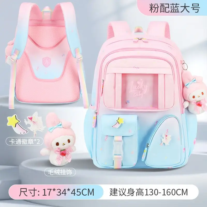 

New Cinnamoroll Anime Kawaii Sanrio Schoolbag Cute Cartoon My Melody Plush Doll Large Capacity Backpack Stationery Gifts for Kid