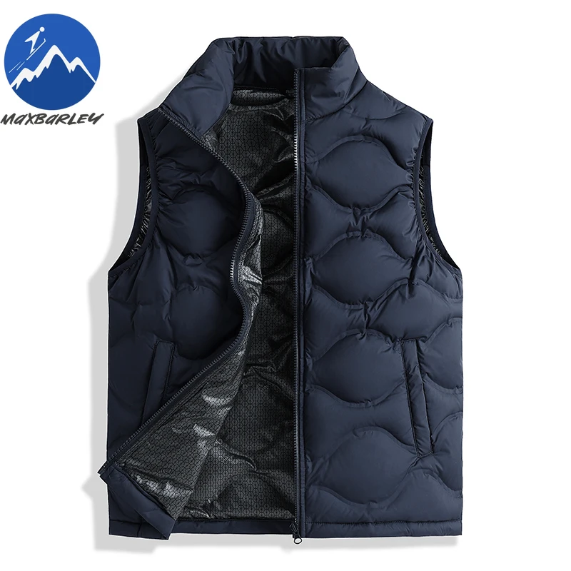 Maxbarley Men Down Vest Unisex Fashion Stand Collar Lightweight Padded Waistcoat Casual Outdoor Photography Winter Warm Parka