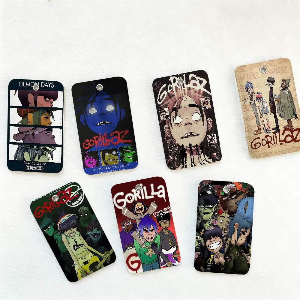 

Кожаный чехол-картхолдер для ID-карт и пропусков Band G-Gorillaz Music Rectangle с брелоком и кольцом для ключей