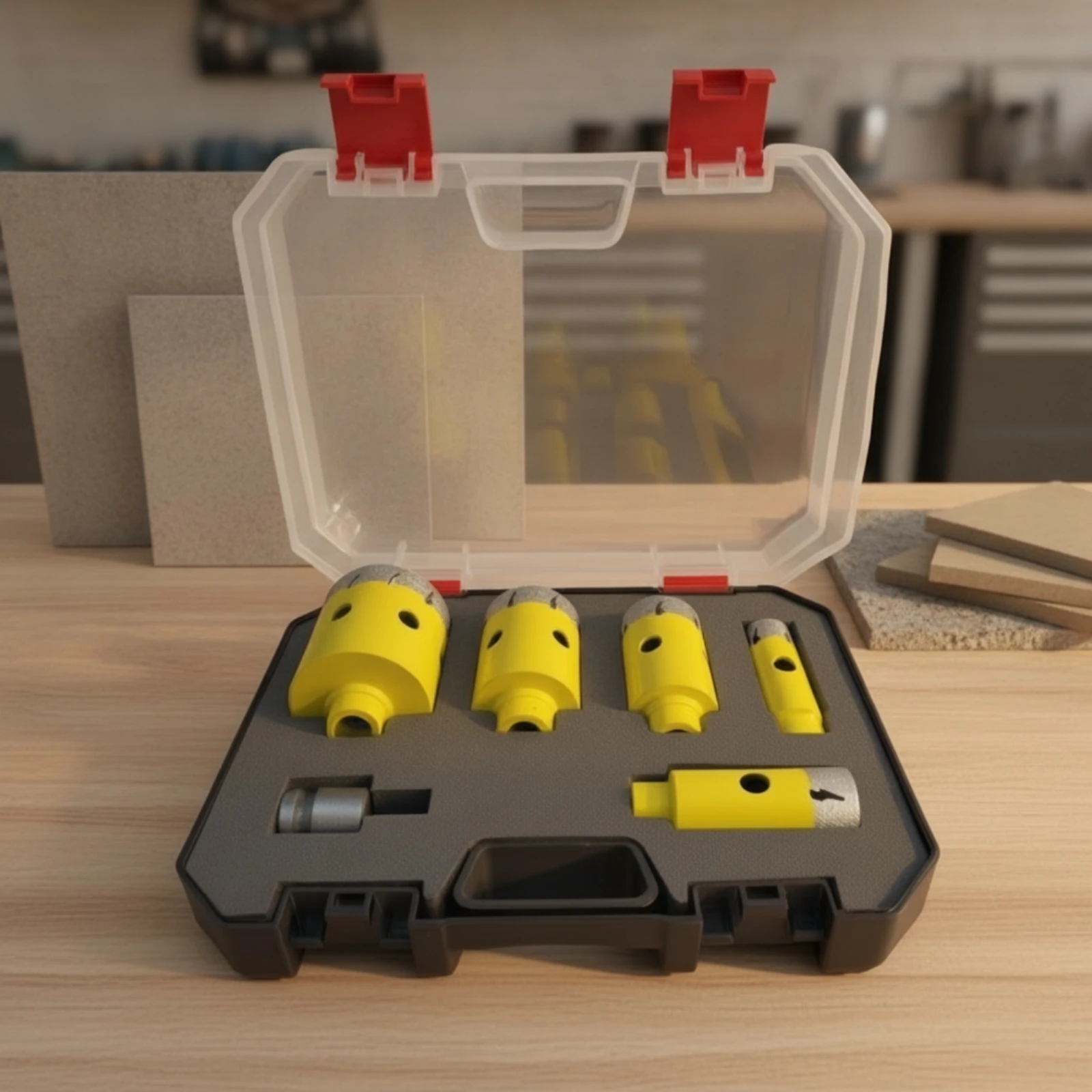 6 Pieces Diamond Hole Saw Kit with Storage Case M10 Diamond Drill Bit Set Hole Saw Kit with Storage Case Compact Tool - view 6