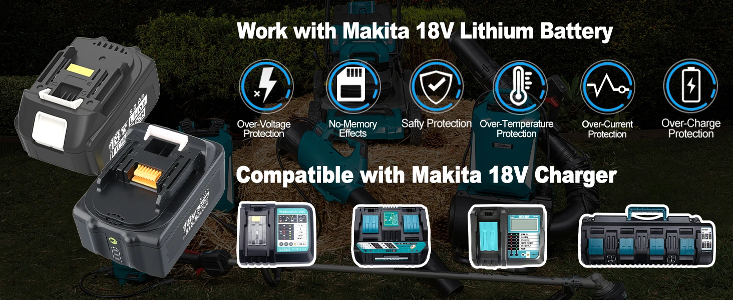 1/2/4Pcs 8.0Ah BL1860B Replace for Makita 18V BL1850B BL1830 BL1815 BL1890 Li-on Battery Pin Compatible with Cordless Power Tool