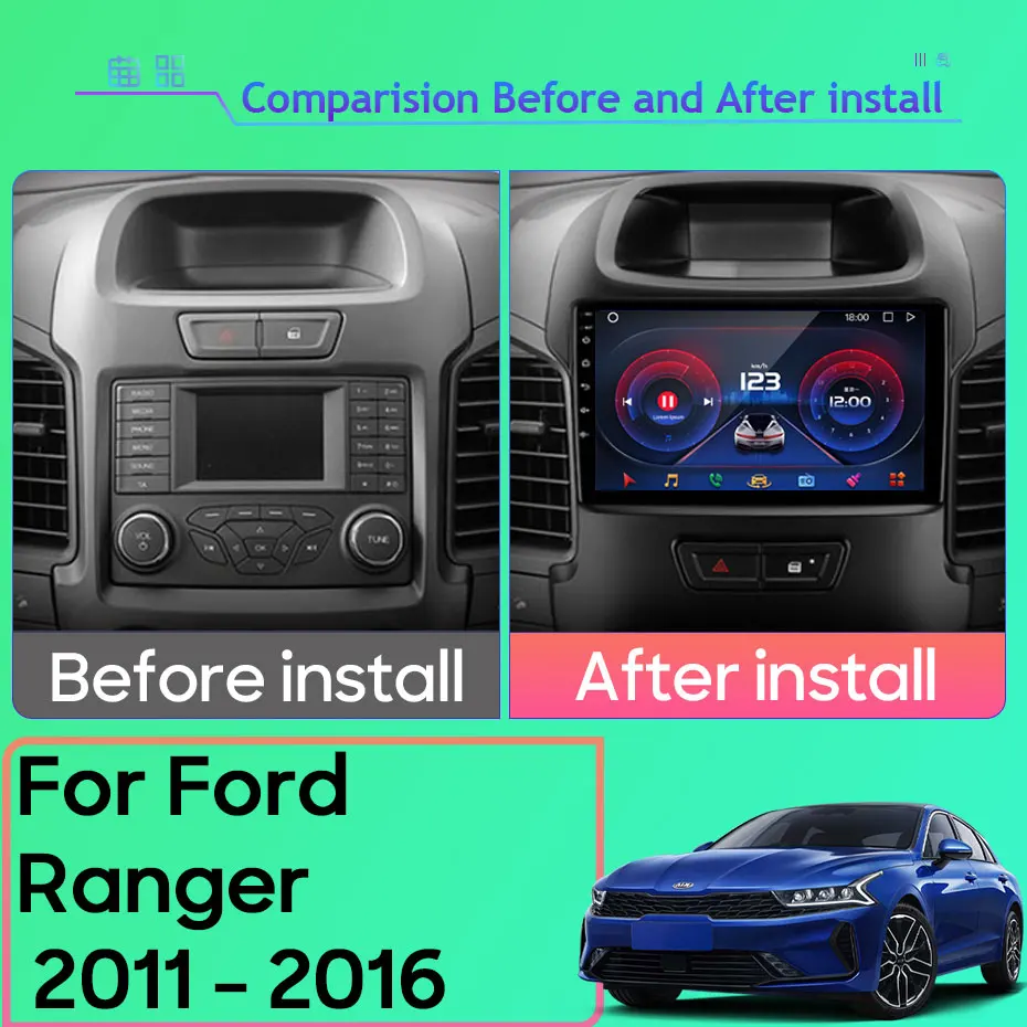 Carplay Auto For Ford Ranger 2011 -2016 Car Android Navigation GPS Radio Stereo Monitor Multimedia Player IPS Video 4G Head Unit