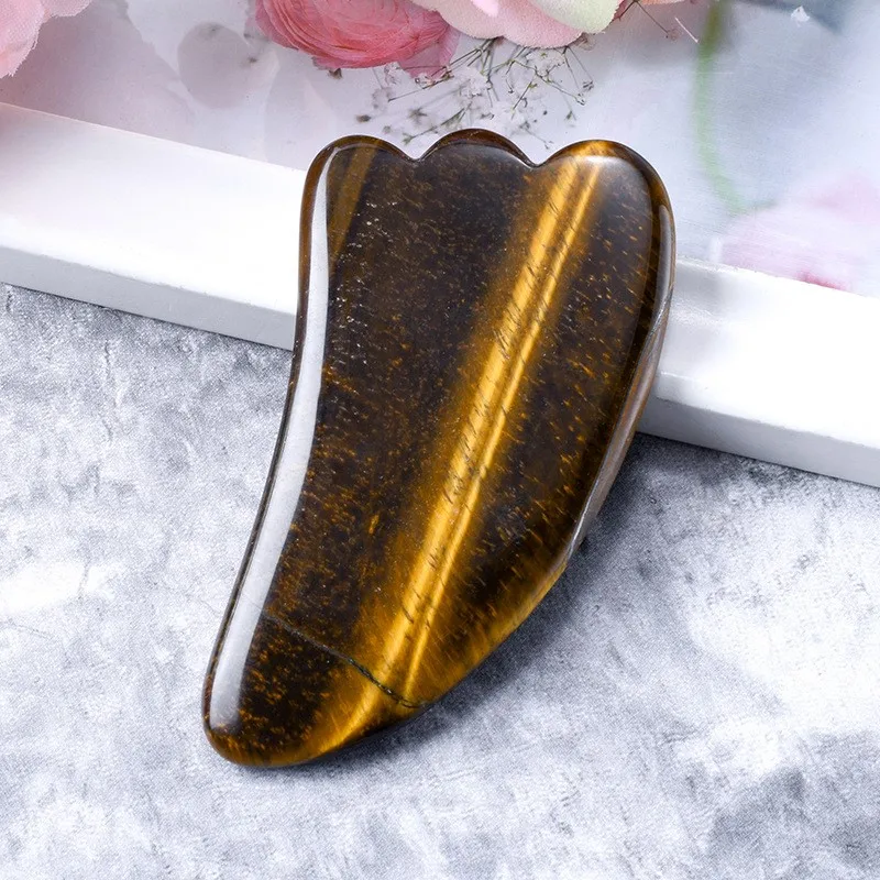 ธรรมชาติ Tiger Eye Guasha นวดสวยเครื่องมือขูดหน้าคอ Face Scraper นวดต่อต้านริ้วรอยผ่อนคลายเครื่องมือสปาหิน