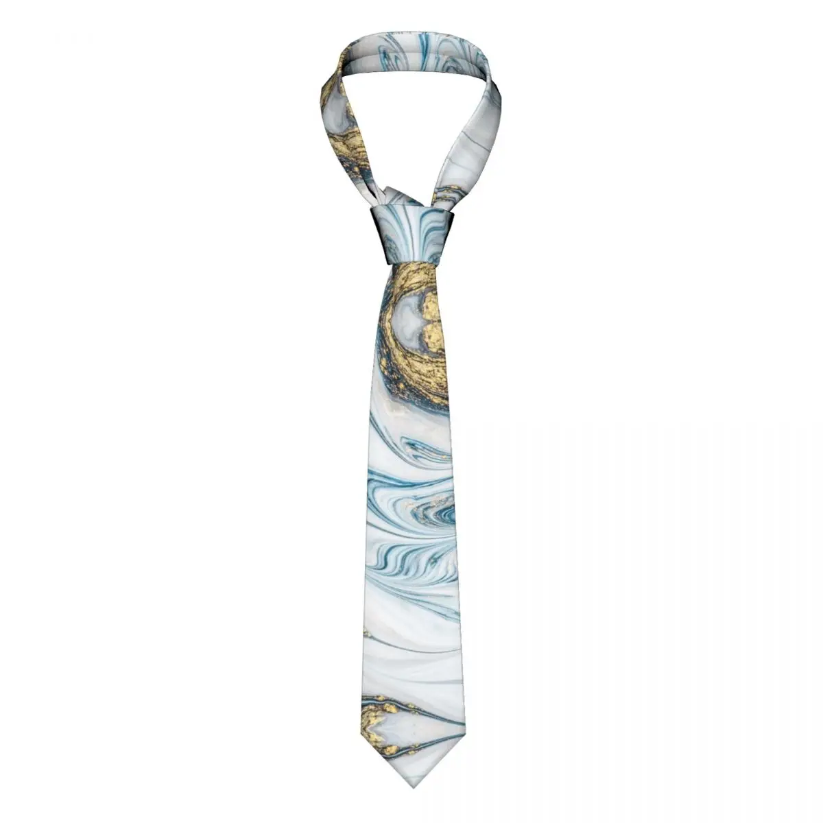 

Blue White Gold Marble Necktie Men Women Polyester 8 cm Blue White Gold Swirl Neck Tie Skinny Wide Gravatas Wedding Accessories