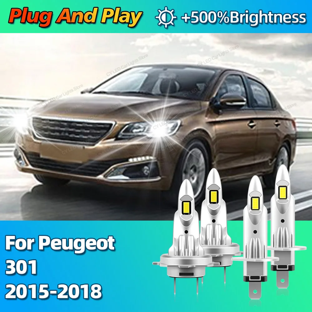 

2/4 шт. 6000K автомобильные фары светодиодные лампы CANBUS Lights H7 30000Lm фары для Peugeot 301 2015 2016 2017 2018 Plug and Play