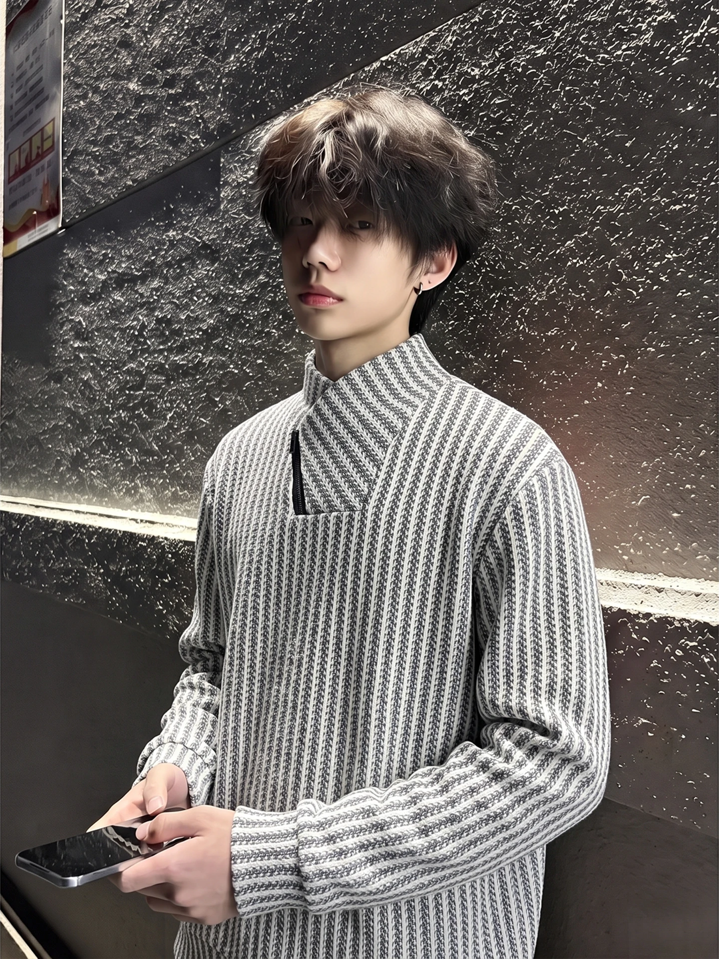 Cleanfit Men's Fishbone Pattern Zipper Hoodie Long Sleeve American Style Base Shirt Early Autumn Wear Resistant Thickened