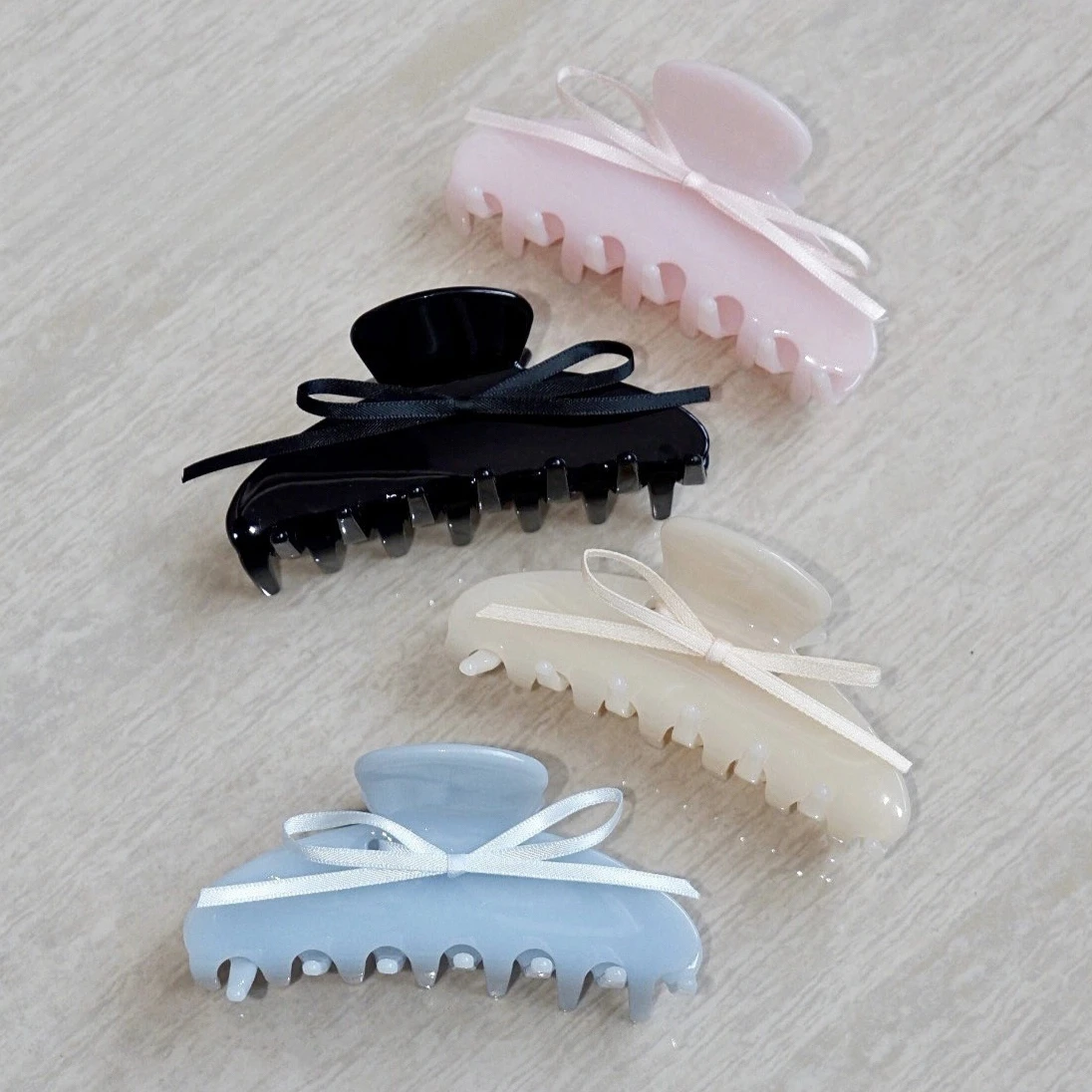 

Pink Ribbon Hair Claw Clips for Women Girls Arylic Bow Clips Thick & Thin Hair Non-Slip Grip Strong Hold Trendy Hair Accessories