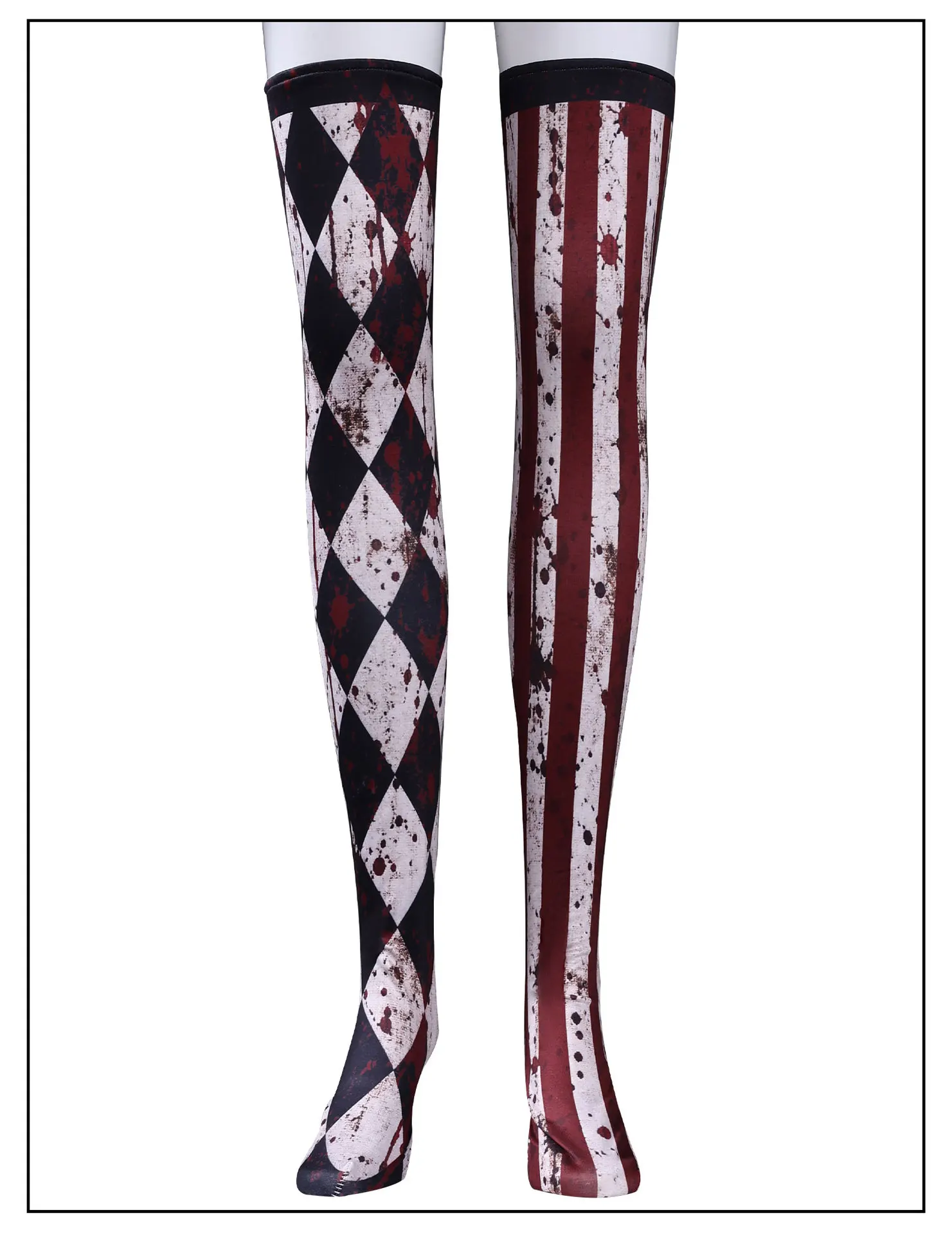 Blutiger Horror-Clown Cosplay-Kostüm für Frauen, Gothic Horror Zirkus Cosplay-Kleid, Gruseliger Gestreifter Blut-Party-Jumpsuit für Halloween – Detail 24