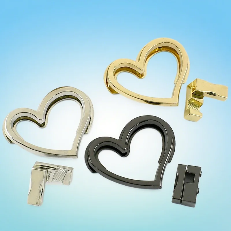 

2-4Pcs Heart-Shaped Metal Twist Lock Buckles 3 Colors (Gold/Silver/Black) for Bag Purse Closure Clasp DIY Hardware Accessories