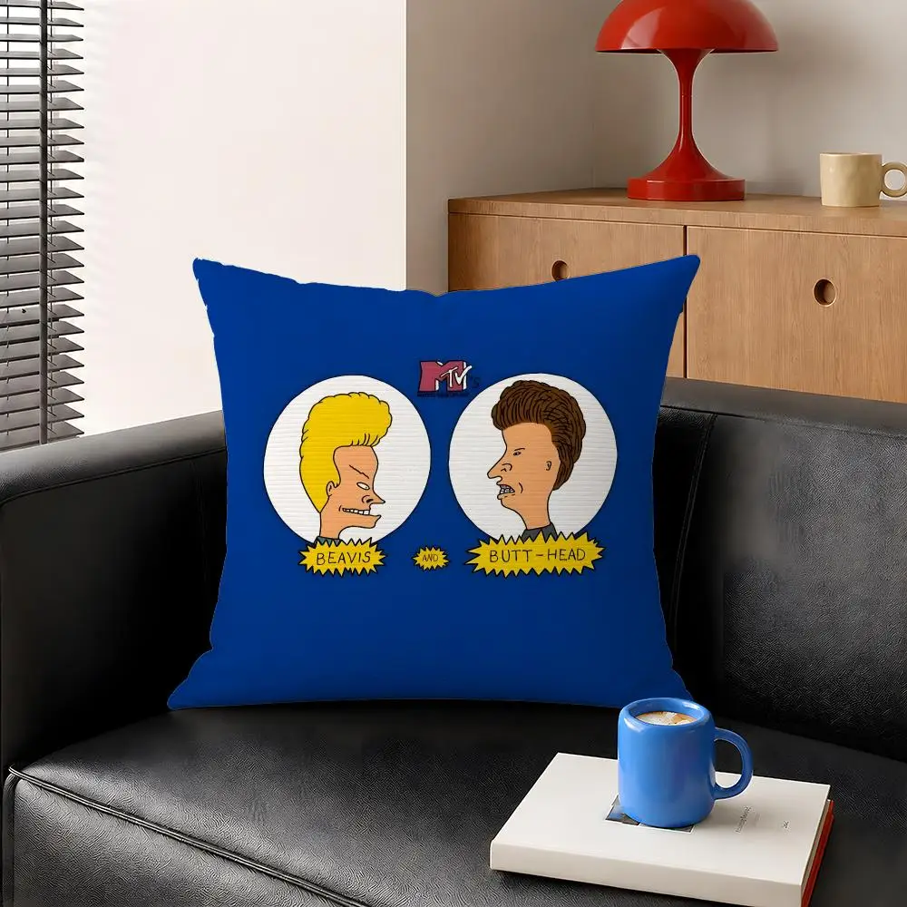 Cartoon Beavis And Butt Head Cushion Cover Decorative Pillowcase Soft Short Plush Cozy Durable Sofa Home Decor Items Gift