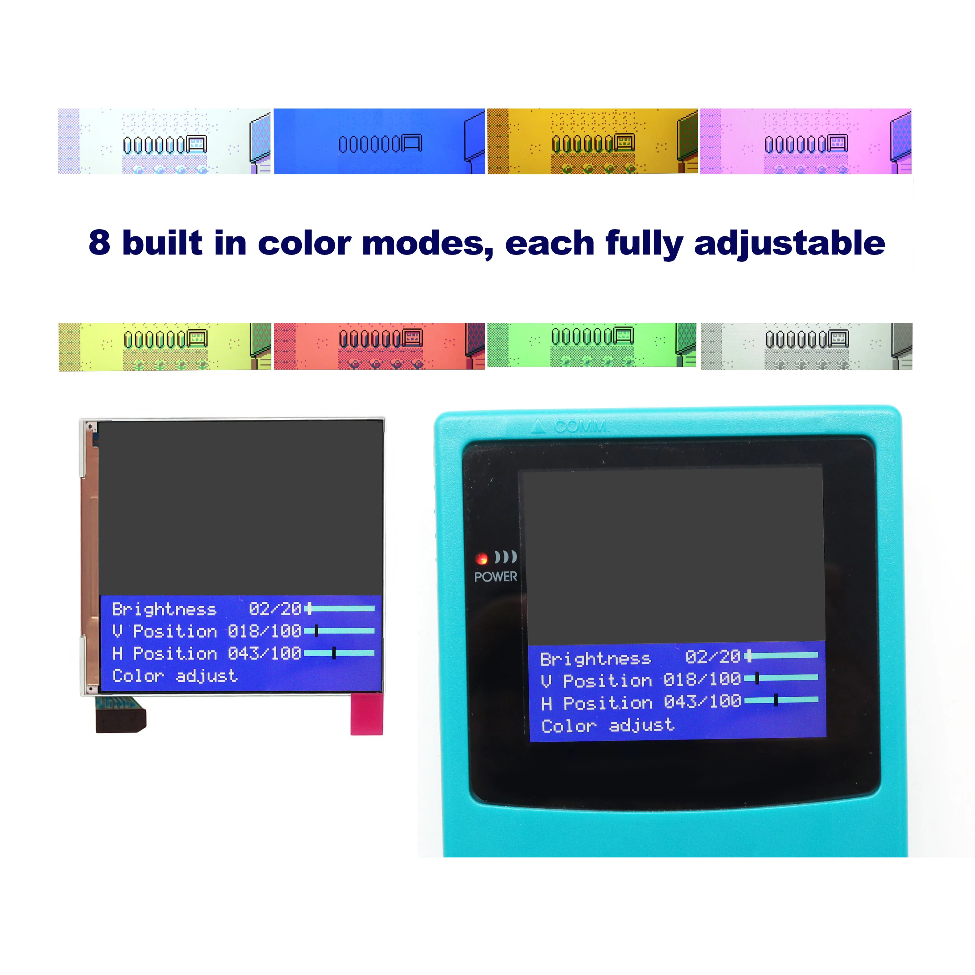 HISPEEDIDO GBC IPS Q5 LCD 스크린 백라이트 레트로 픽셀 고휘도 키트, 게임보이 컬러용 오리지널 제품보다 15% 더 큼