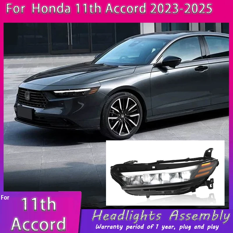 

Детали автомобильного фар для Honda Accord 11TH 2023 2024 2025, светодиодные передние фары, замена DRL, дневного света, проектор Facelift