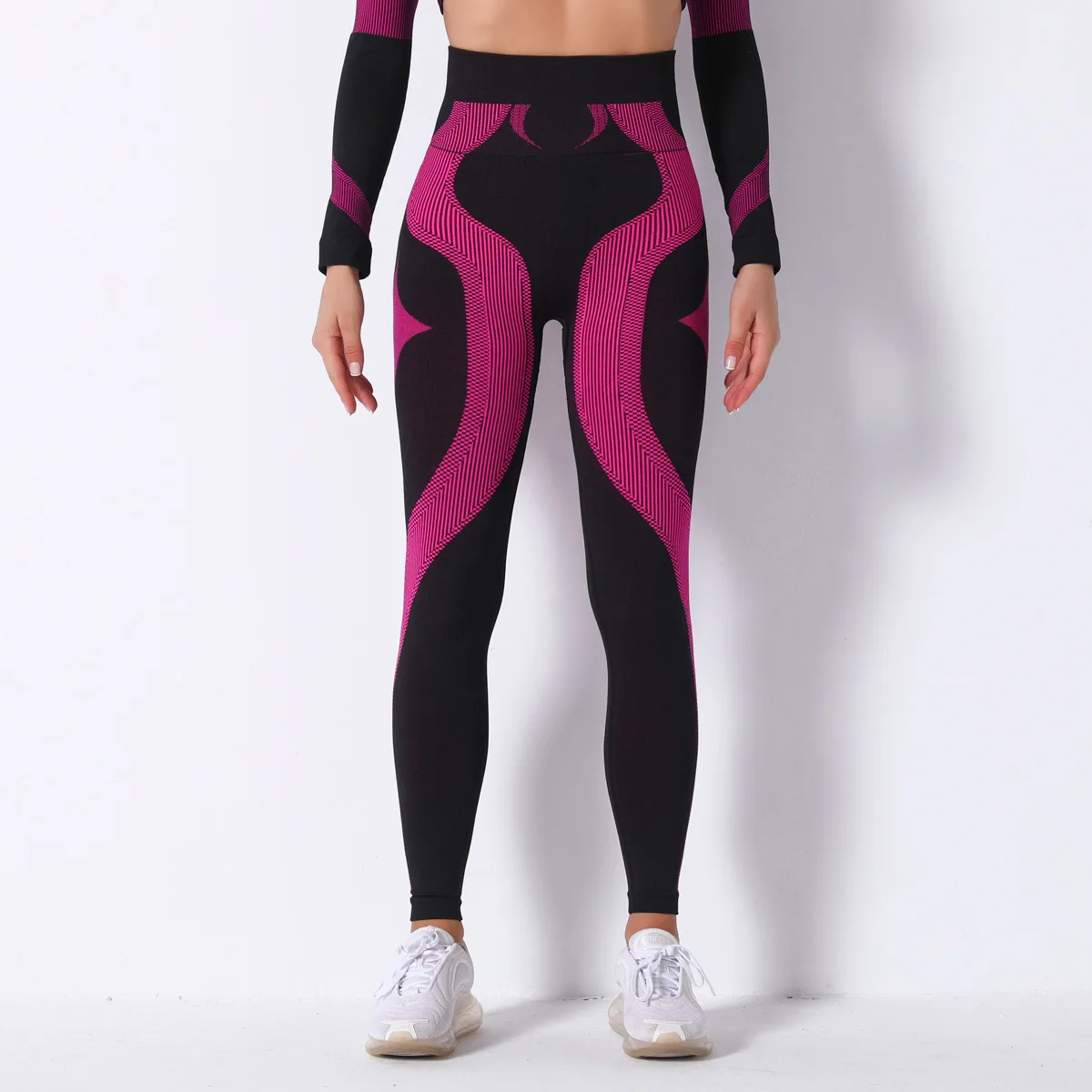 Ausverkaufsartikel Schnelltrocknende Nahtlose Gestreifte Damen Yoga-Hose Sommer Atmungsaktive Lauf- und Fitnesshose Leggings – Detail 11