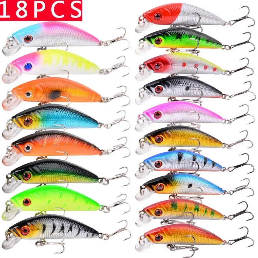 8/10/18PCS Minnow Fishing Lures Set 3D Eyes Crankbait Wobbler Artificial Plastic Hard Bait Fishing Tackle