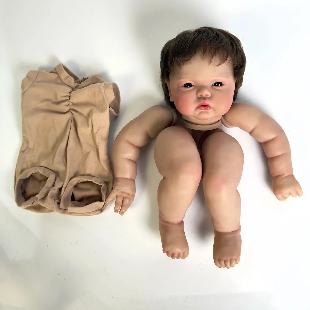 24inch Reborn Doll Kit Pickle Awake with Rooted Hair 3D Painted Reborn Doll Parts with Cloth Body and Eyes Muñeca Kit Reborn