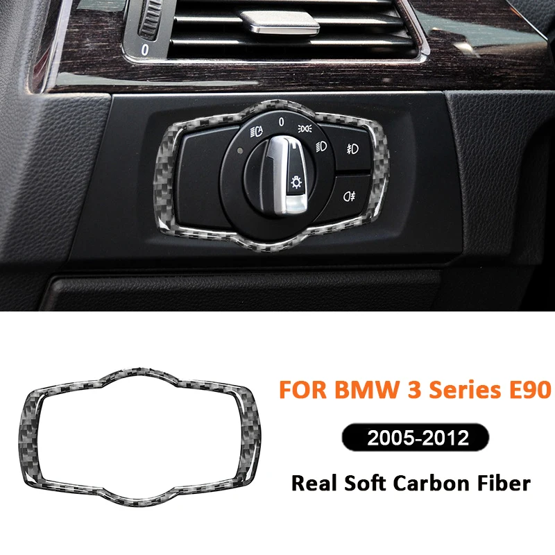 

For BMW 3 Series E90 2005-2012 Carbon Fiber Car Headlight Control Panel Frame Decorative Sticker Auto Interior Accessories
