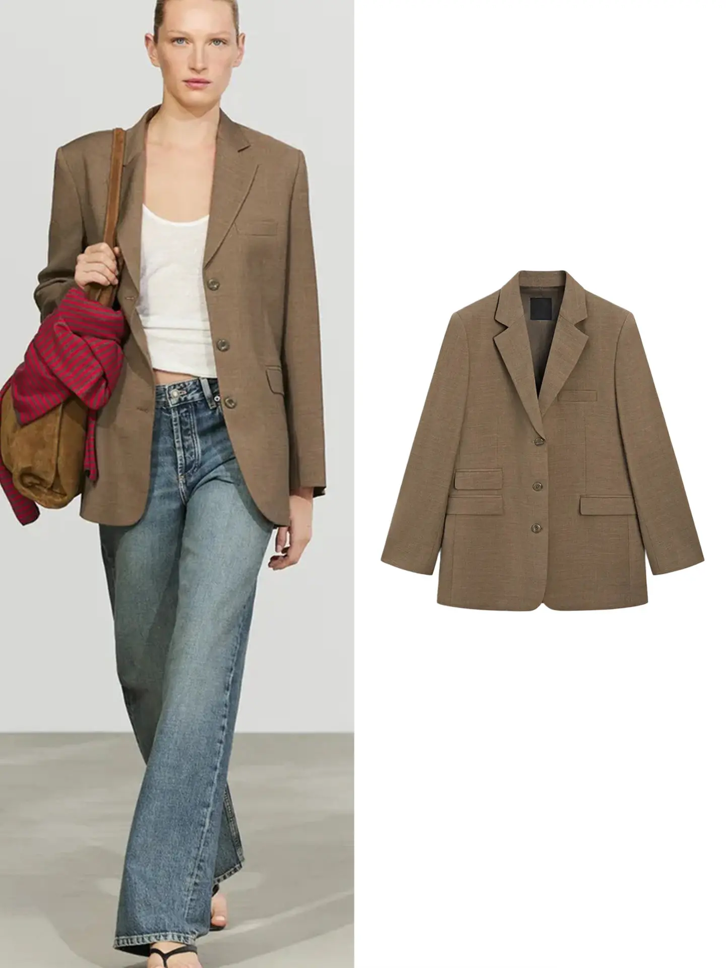Fall New Style Women's Commuter Style Long Sleeve Turn-down Collar Back Split Single Button Suit Jacket Loose Polyester Fiber