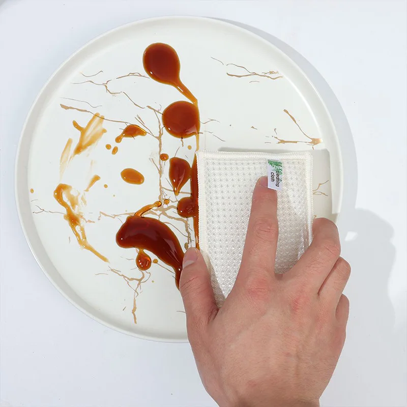 إسفنجة لغسيل الأطباق من ألياف الخيزران ، خالية من الزيت ، لوحة تنظيف ، تنظيف منفضة ، مسح الخرق ، فرشاة تنظيف منزلية على الوجهين #3