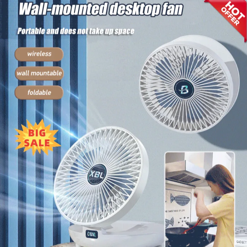 Ventilatore piccolo regolabile a 3 velocità USB ricaricabile home dormitorio muto ventilatore da tavolo ad alto vento ventilatore elettrico pieghevole portatile a 90 °