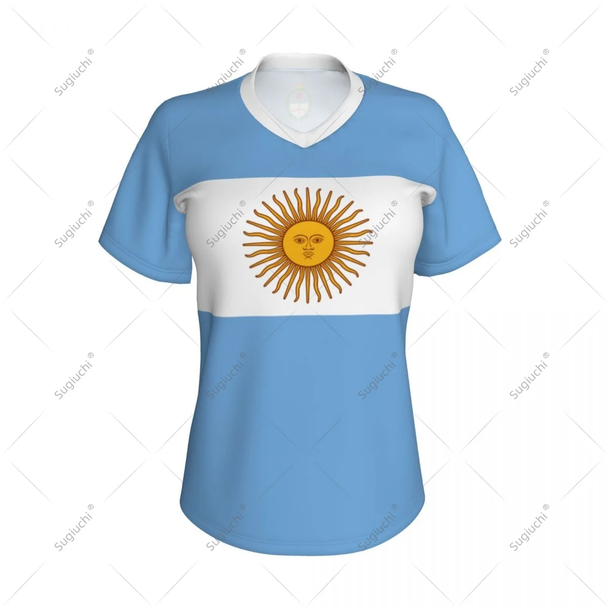 Argentina Flag Shirts Women Patriotic Tee Tops V-Neck Short Sleeve Summer Soft Breathable Lady Y2k T-Shirt view 4