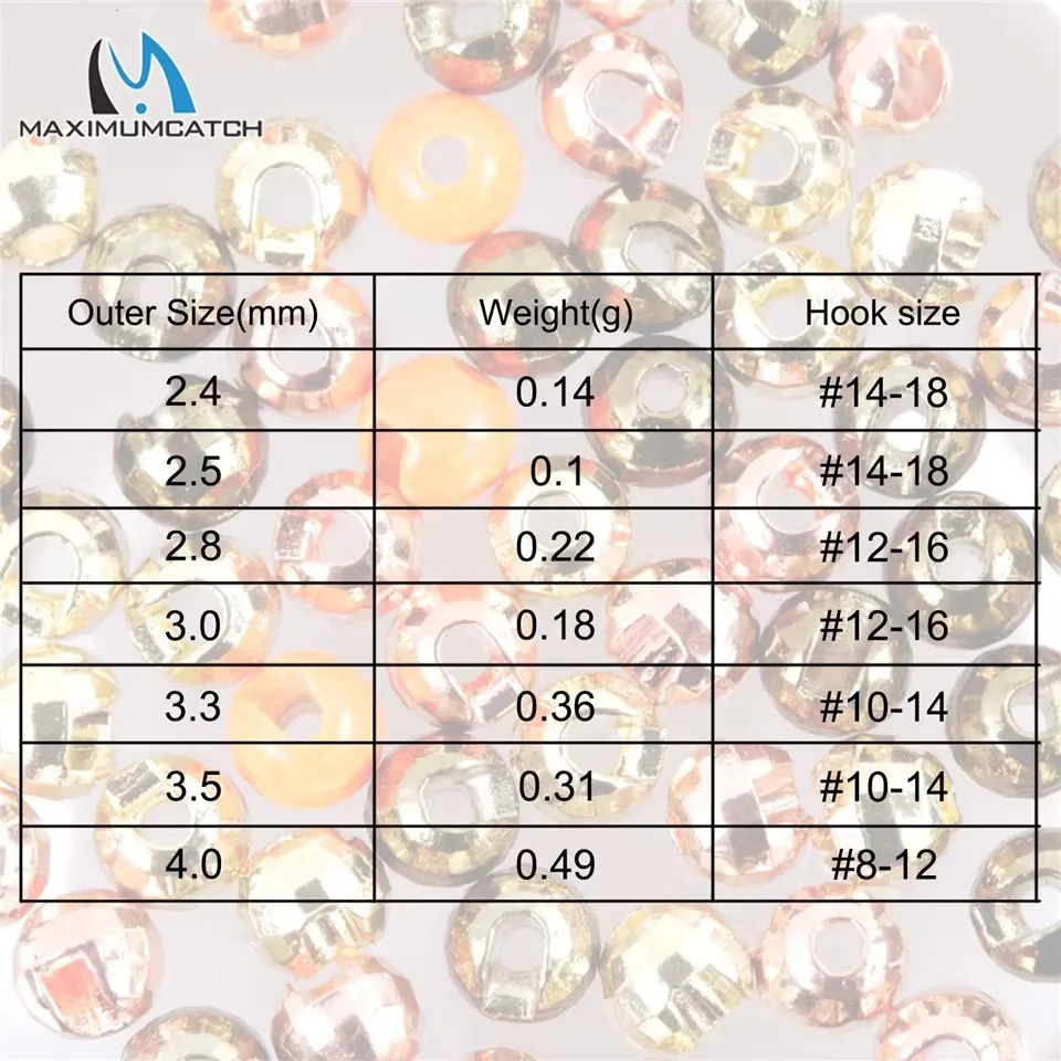 Maximumcatch 25pcs Slotted Tungsten Beads 2.4-4.0mm Multi Color Nymph Fly Tying Beads Brass Head Fly Tying Materials Accessories