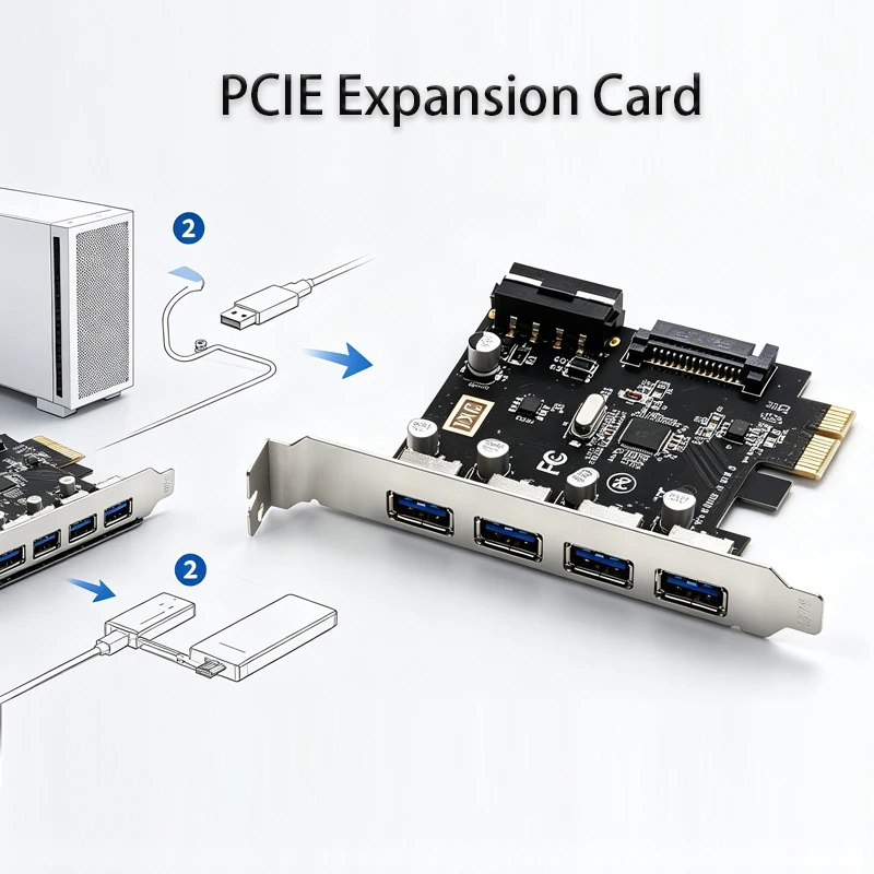 Адаптер расширения для настольных ПК: PCI-E в USB 3.0, карта SATA 3.0, USB 3.0 HUB, расширитель, конвертер PCIe