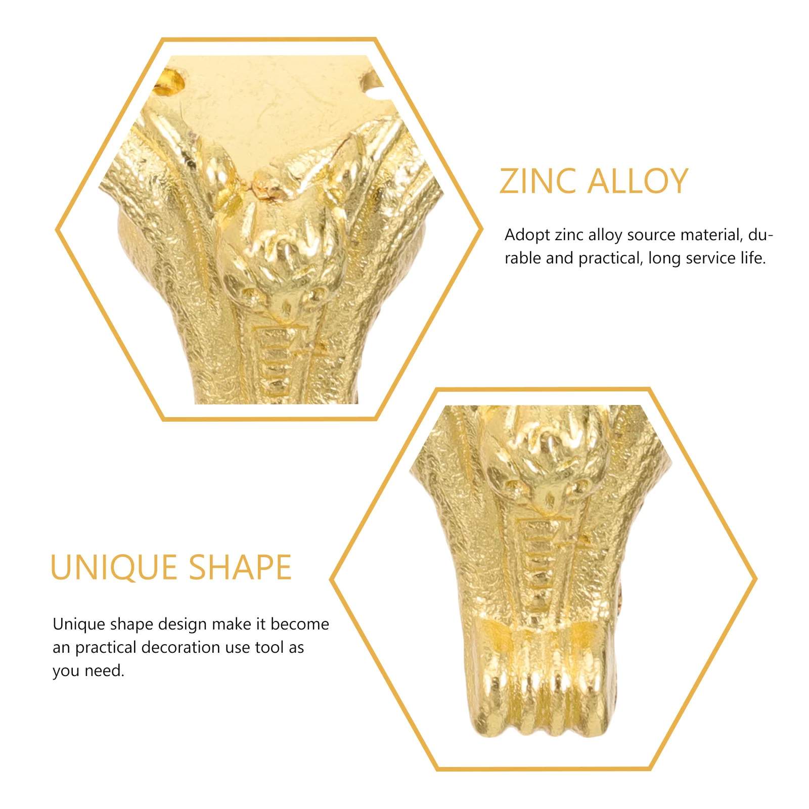 

8Pcs Furniture Wooden Box Alloy Tiger Shaped Feet Golden Small Size Practical for Sofas Couches Ottomans Support Legs