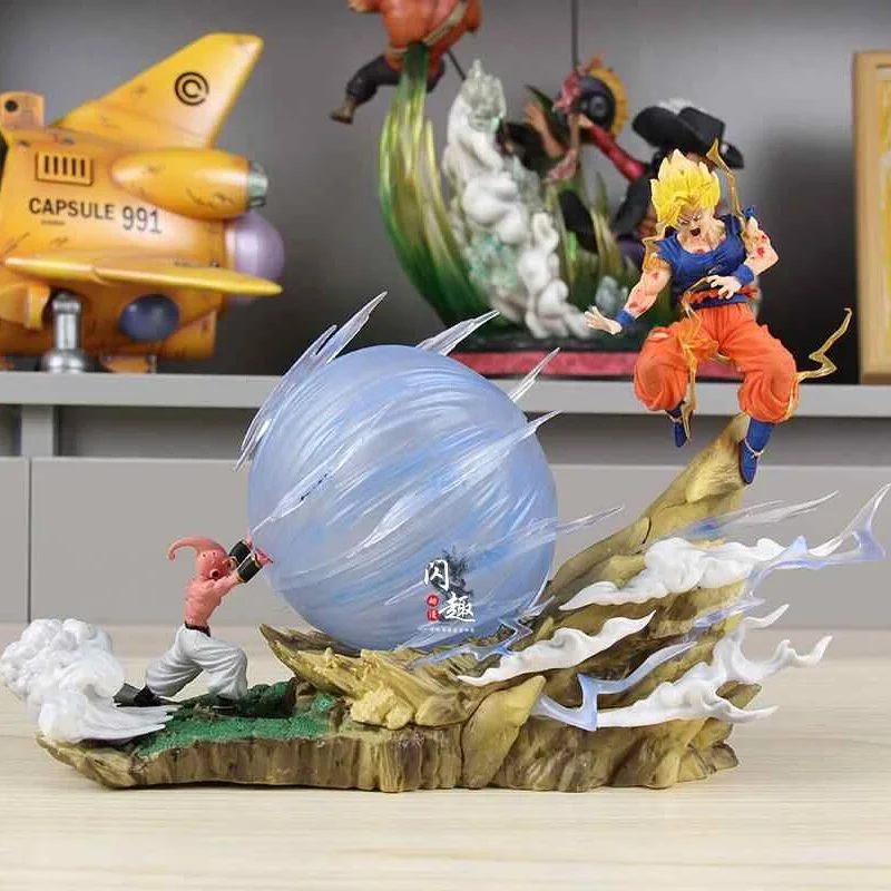 In Magazzino 19.5 centimetri Anime Dragon Ball Z Majin Bu Vs Son Goku Figurine Gk Statua Action Figures Collezione In Pvc Modello Giocattolo Per I Regali