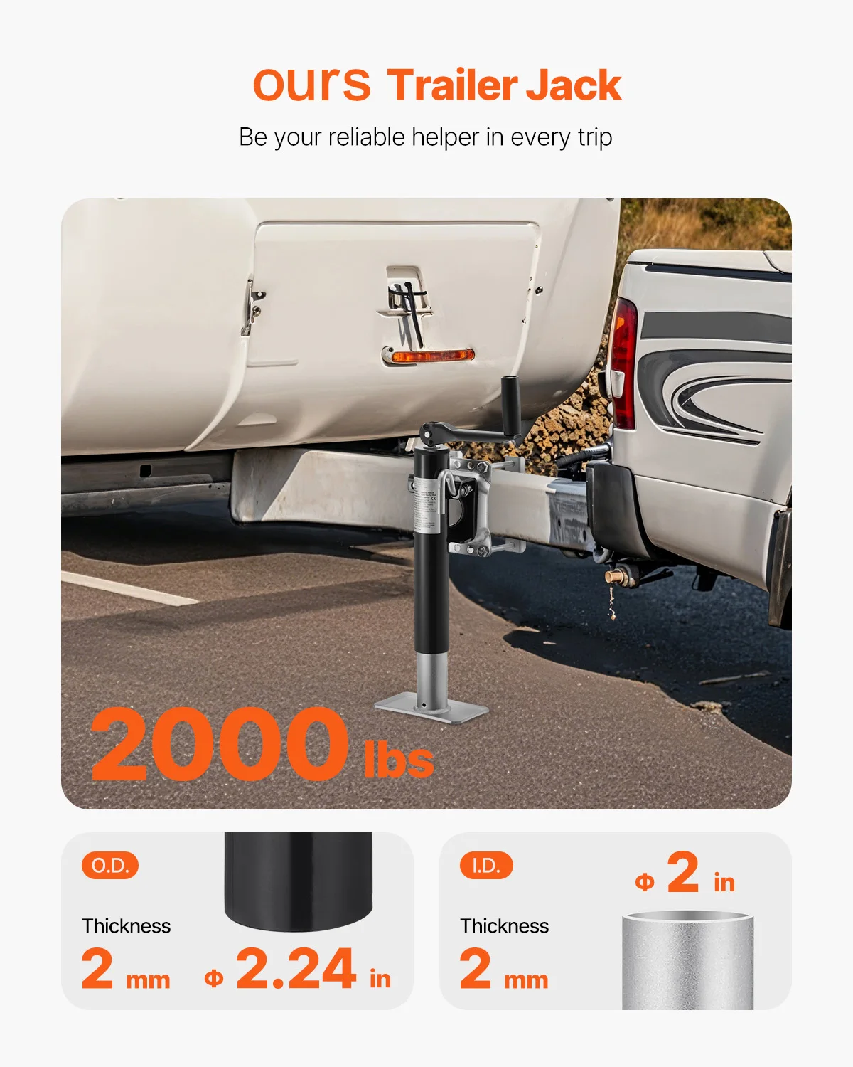 SucceBuy 2000 رطل مقطورة جاك ديناميكي الثقيلة قطب الترباس على 10 "رفع مقطورة جاك الوقوف مع مقبض ل RV قارب يخت #2