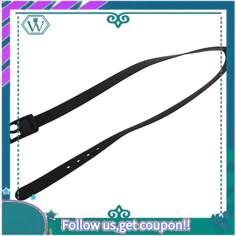 เข็มขัดซิลิโคน A09P 4X สำหรับผู้ชายและผู้หญิง หัวเข็มขัดพลาสติกยาง แบบหนังเรียบ ปรับได้ - สีดำ