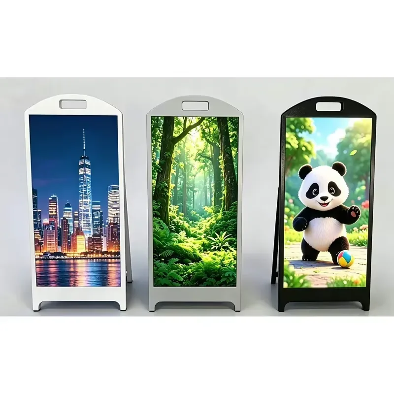 Outdoor Movable P2.5 Full Color LED Digital Poster Screen Waterproof IP65 Floor Stand Sign 4500cd/m High Brightness 3840Hz