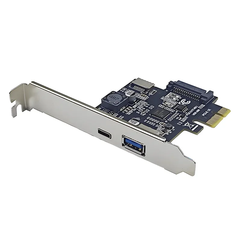 Expansion Card PCIE USB 3.0 + Type C + Type-E Riser Card PCI Express X1 USB3.2 GEN1 5G NEC720201 Chip Controller with SATA Power