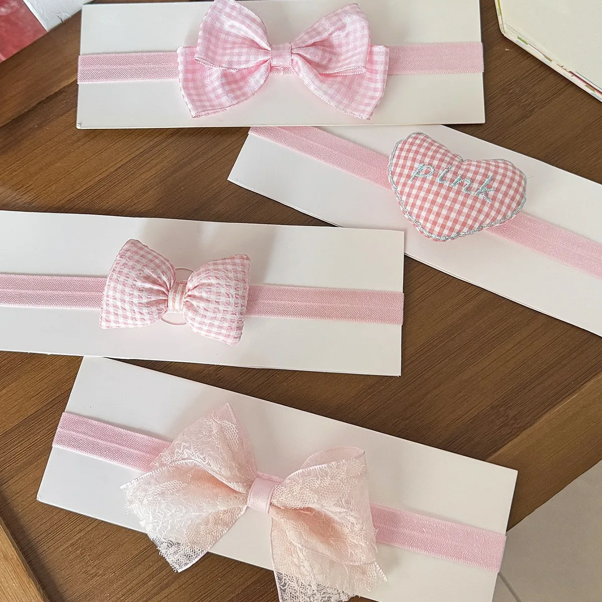 

Pink Bow Headband for Baby Girls Hairbow Bowknot Headwrap Kids Nylon Knot Turban Headbands Princess Plaid Bows Turban Hairband