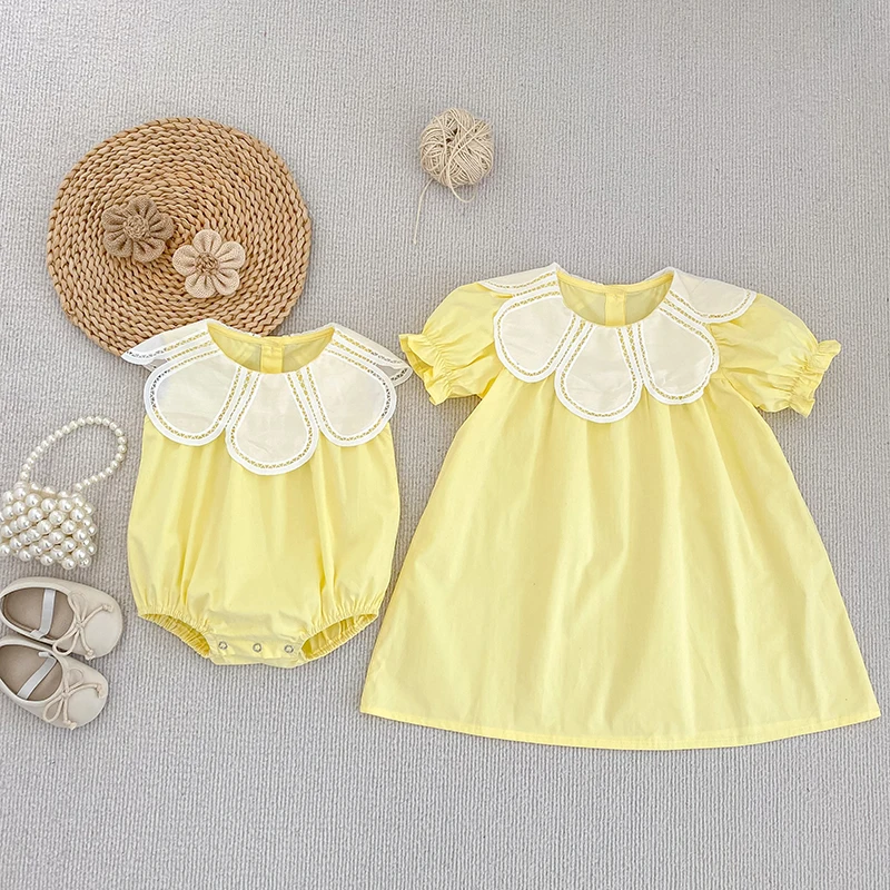 0-24M Baumwolle Sommer Baby Mädchen Kleidung Neugeborenes Baby Mädchen Strampler Ärmelloser Blütenblatt-Kragen Overall – Detail 31