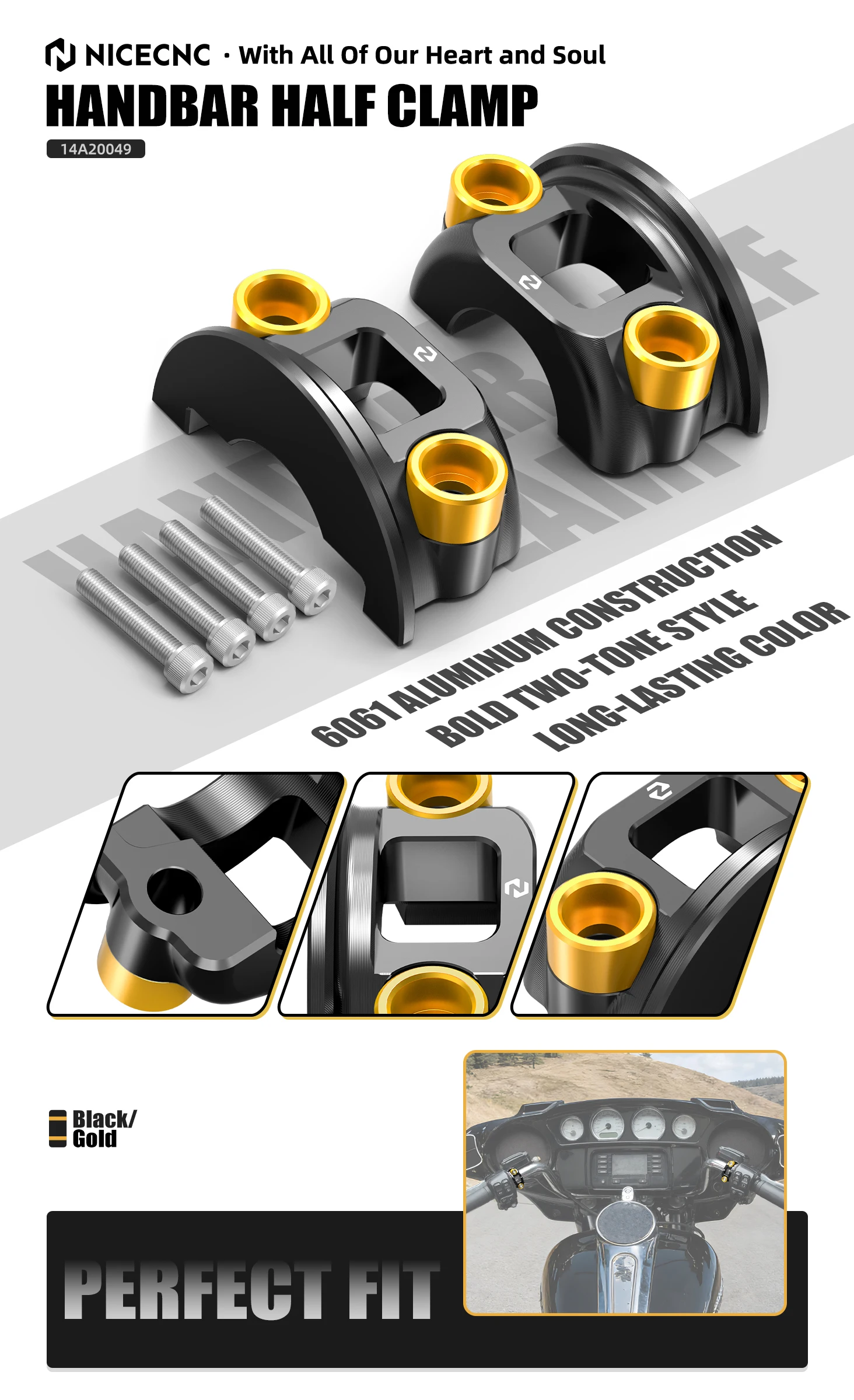 Motorrad 1-Zoll Brems- und Kupplungshebel-Halbklemme für Harley Dyna Fat Bob 2008-2017, Street Bob 2006-2017, Low Rider Wide Glide 93-2017 – Detail 2