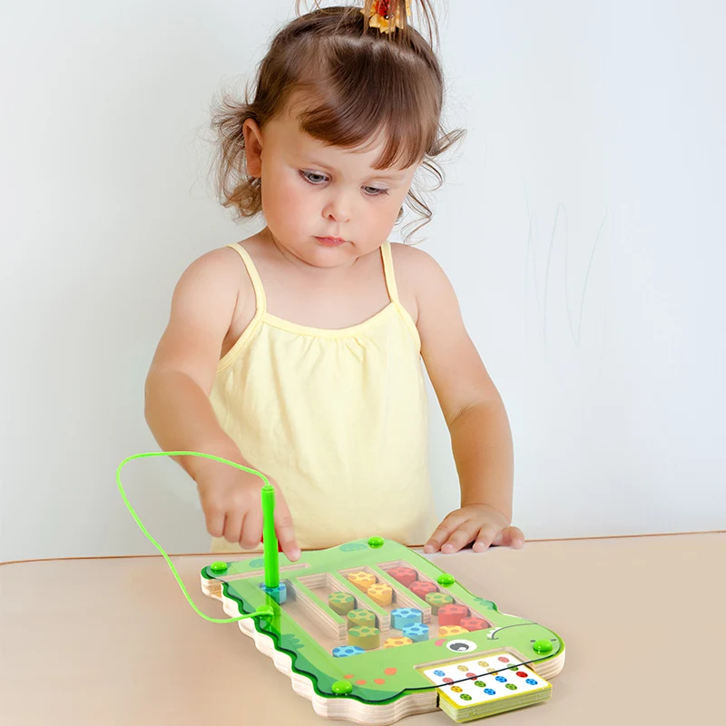 子供の磁気恐竜の卵の色の位置決め迷路ゲーム赤ちゃんの集中力トレーニング論理的思考早期教育パズル