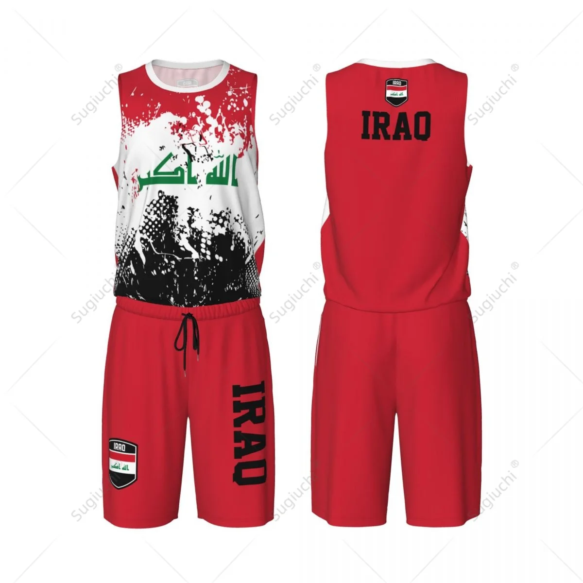 Team-up Iraq Flag Grain Men Basketball Set Shirt & Pants Sleeveless Custom Name Nunber Exclusive
