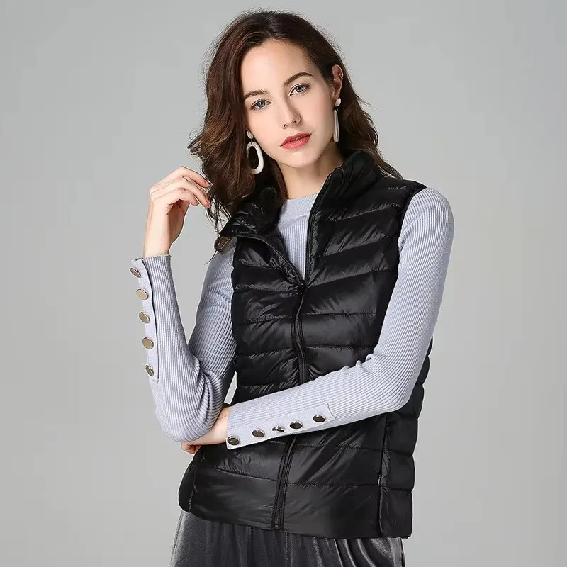 Women Sleeveless Vest Jackets Winter Fashion Male Cotton-Padded Vest Coats Women Stand Collar Warm Waistcoats Clothing