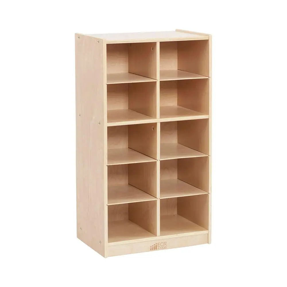 

5-Tier 2-Wide Mobile Storage Cabinet for Classrooms, Natural Finish
