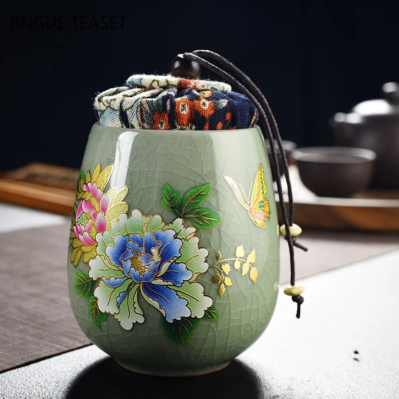 1PCS storage tank teapot canned ceramics oolong tea travel Tea Boxes Chinese porcelain Portable tea caddy coffee canister