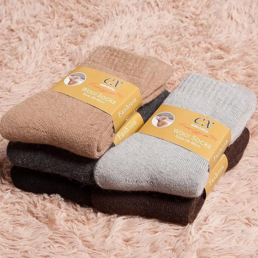 

Winter Warm Women Socks Wool Male Men Socks Super Thicker Solid Socks Merino Wool Socks Against Cold Snow Terry Socks