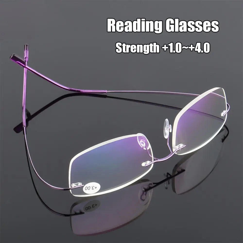 Rimless Vision Care Óculos para homens e mulheres, Ultraleve Memory Titanium, Presbiopic, Óculos de leitura