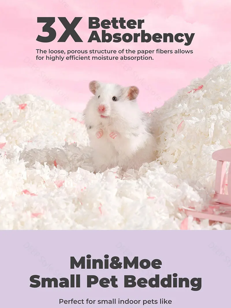 10L/400g Gemütliche Hamsterstreu: Saugfähiges & Geruchskontrollierendes Papierbaumwollmaterial für Syrische Hamster - Käfigstreu & Nestmaterial – Detail 10