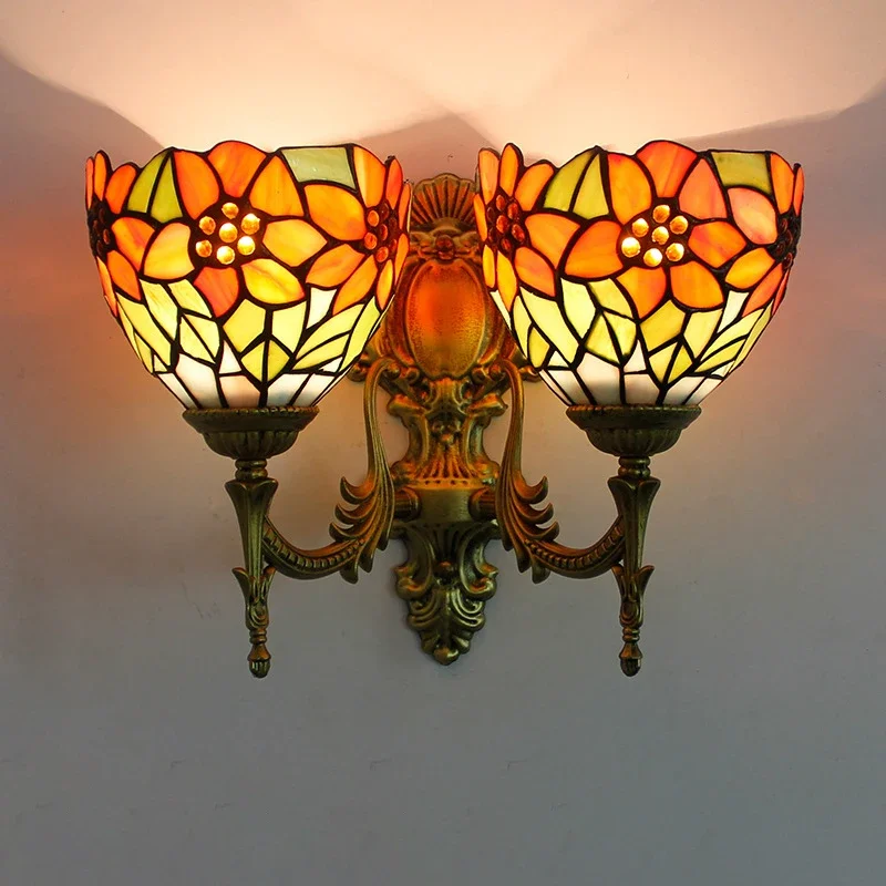 

FAIRY Tiffany Color Glass Wall Lamp LED American Luxury Living Room Restaurant Bedroom Study Villa Hotel Cafe Bar Aisle Light