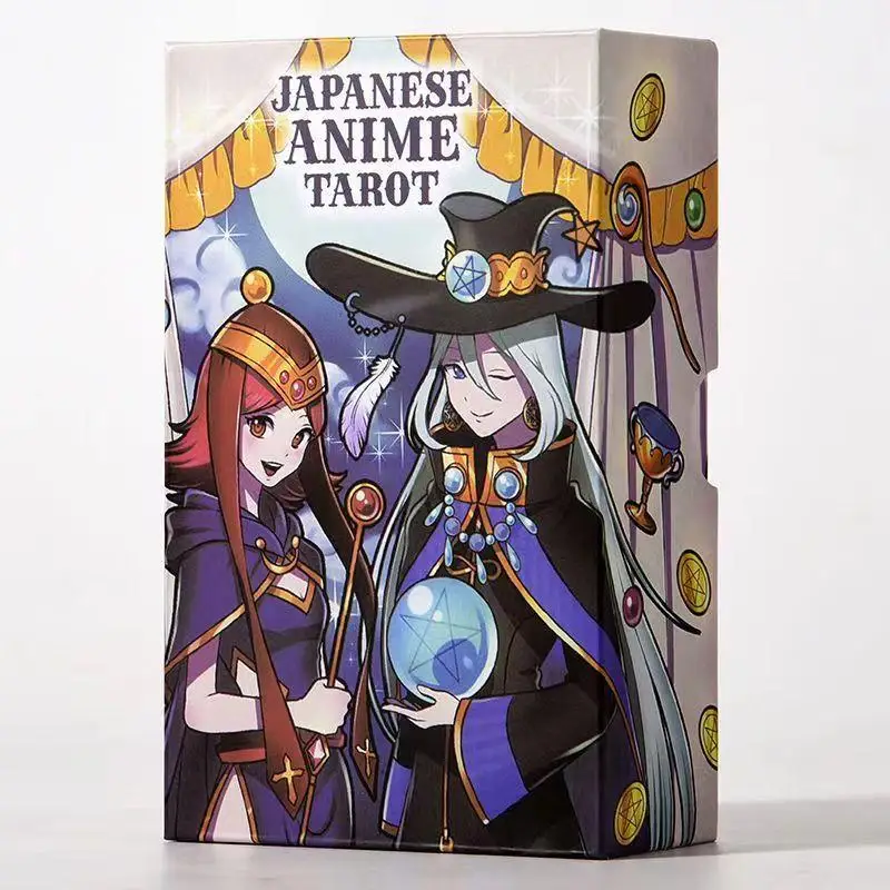 JapaneseAnime Tarot 78 Pcs Cute Tarot Cards Cartoon Illustrations Packed In Rigid Box with Guidebook for Beginners 12*7cm