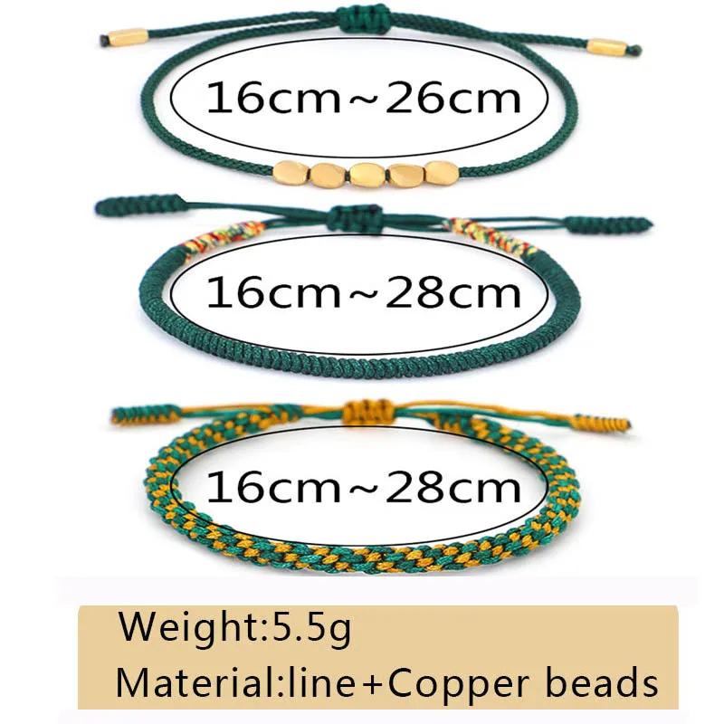 Tibetan Buddhist Braided Handmade Copper Beads Bracelet Men Lucky Rope Bracelet Women Thread Set Bracelets  QX-06 - view 6