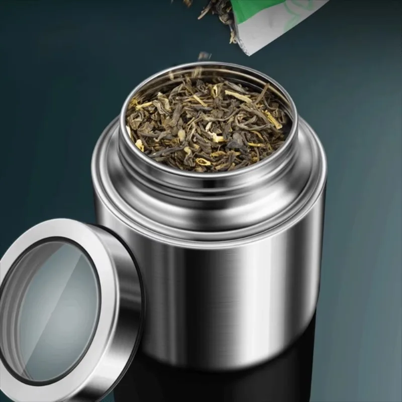 316 Stainless Steel Tea Canister Moisture Proof Sealed Lid Shatter Resistant Tea Storage Jar Airtight Tea Container Grain