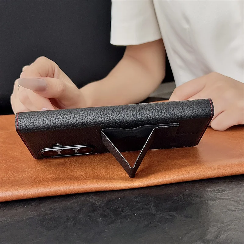 For Samsung Galaxy Z Fold 7 6 5 4 3 5G Luxury PU Leather Wallet Card Holder Phone Case With Screen Protect Film Shockproof Cover - Image 5